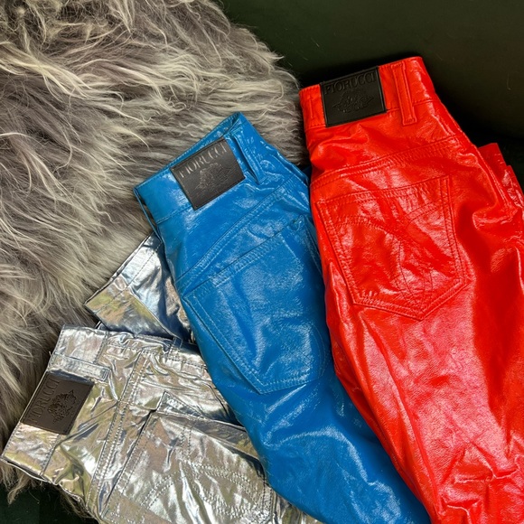 Fiorucci Yves Cigarette Straight Leg Vinyl Pant in Orange Red 23 - Picture 14 of 14